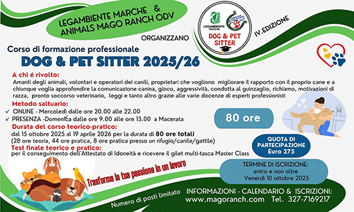 corso di formazione Dog e Pet Sitter 2025-26