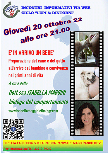 diretta Animals Mago Ranch ODV dal tema é in arrivo un bebè con la dott.ssa Isabella Maggini ethology biologa del comportamento